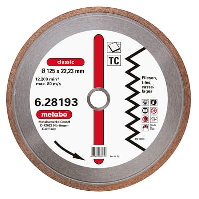 Diamant-Trennscheibe, 125 x 1,7 x 22,23mm, "classic", "TC", Fliese (628193000)