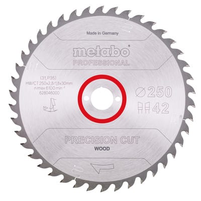 Sägeblatt "precision cut wood - professional" ø250x2,8/1,8x30, Z42 WZ 15°
