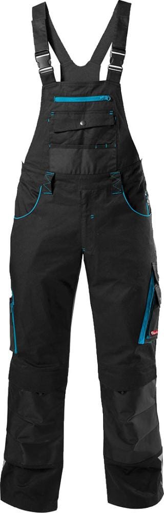 Berufs-Latzhose 24, schwarz/türkis, Größe 46