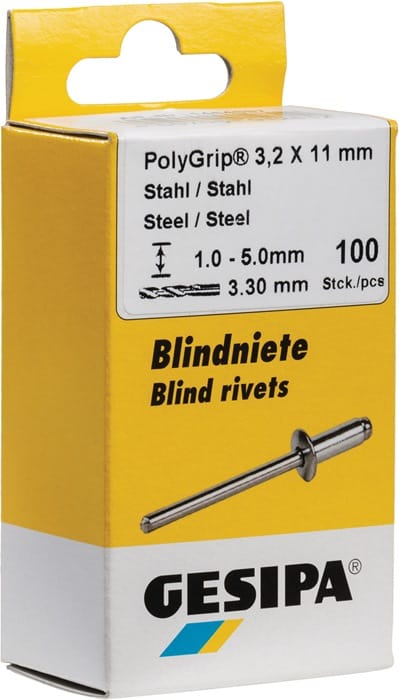 Mini-Pack PolyGrip Stahl/Stahl 4,8 x 15