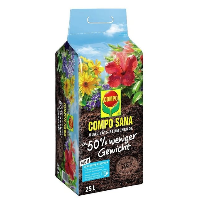 Blumenerde, 50% weni.ger Gewicht, 25 Liter
