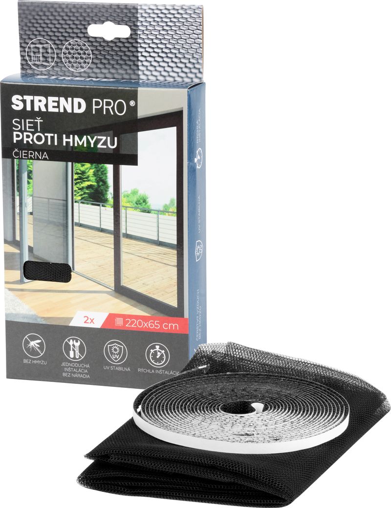 Fliegengitter Flyscreen2 220x65 Cm, Gegen Insekten Und Mücken, Für Balkontür, Schwarz Pe, Packung 2 Stk.