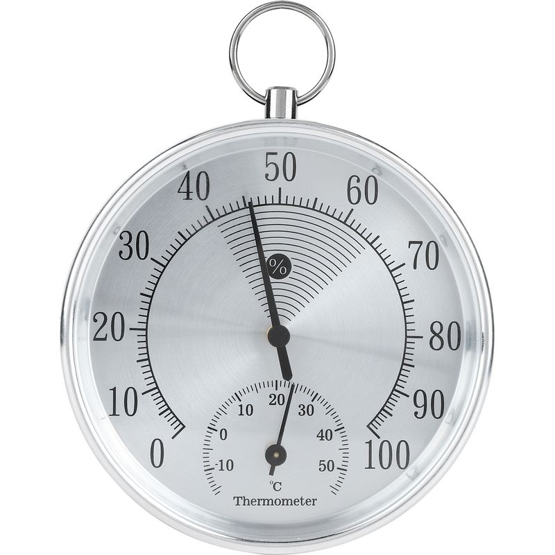 Innenthermometer Mit Hygrometer, Markenlos, Analogmodell, Glaszifferblatt, Aluminium-aufhängering, 10 Cm, Genau