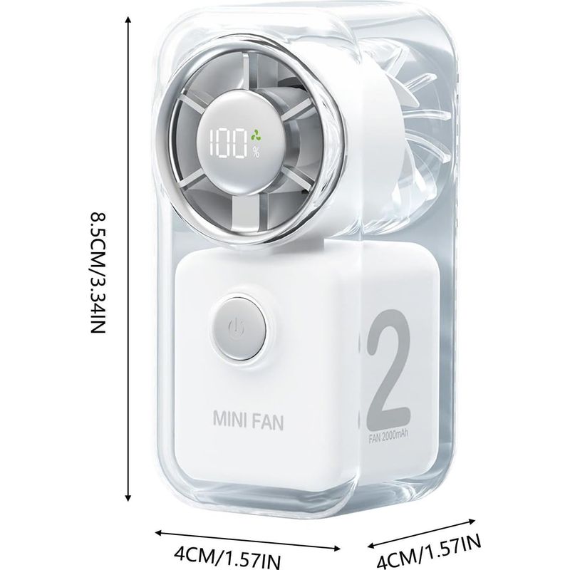 Tragbarer Ventilator – Mini-ventilator (2000 Mah), 5 Geschwindigkeitsstufen, Usb-c-anschluss – Leise, Led-anzeige, Faltbar – Ideal Für Reisen, Camping Und Strand