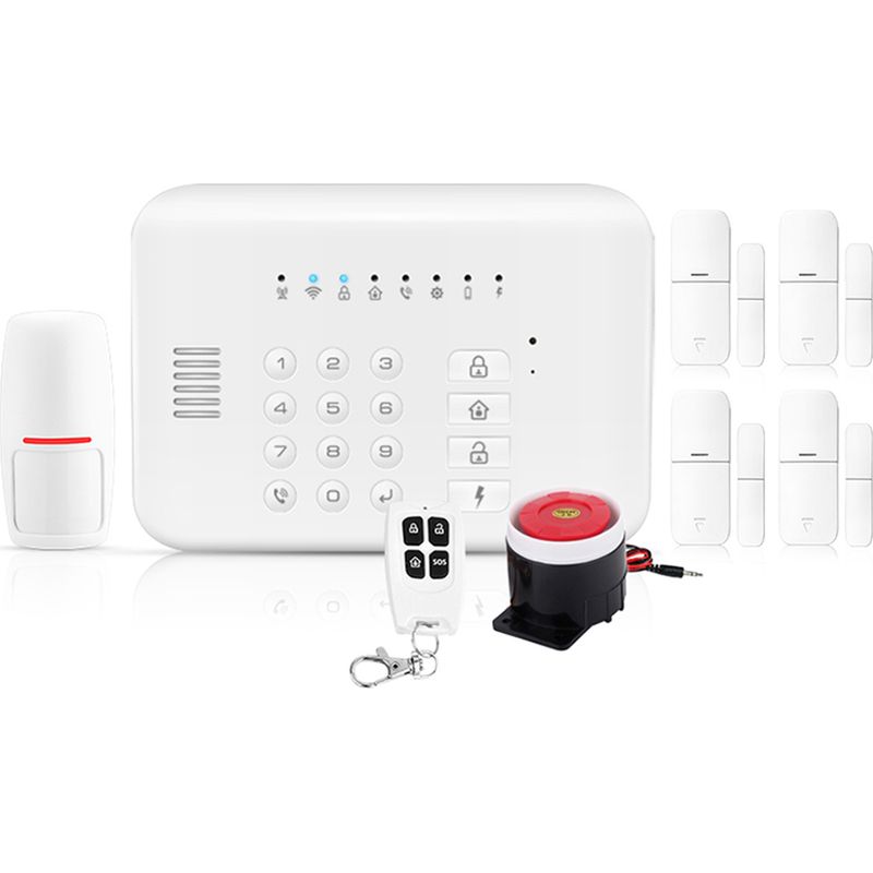 Drahtloses Gsm-wlan-heimalarmsystem Mit Sirene, Tür-/fenster- Und Bewegungsmeldern, Fernbedienung, Mobiler App Und Einfacher Installation