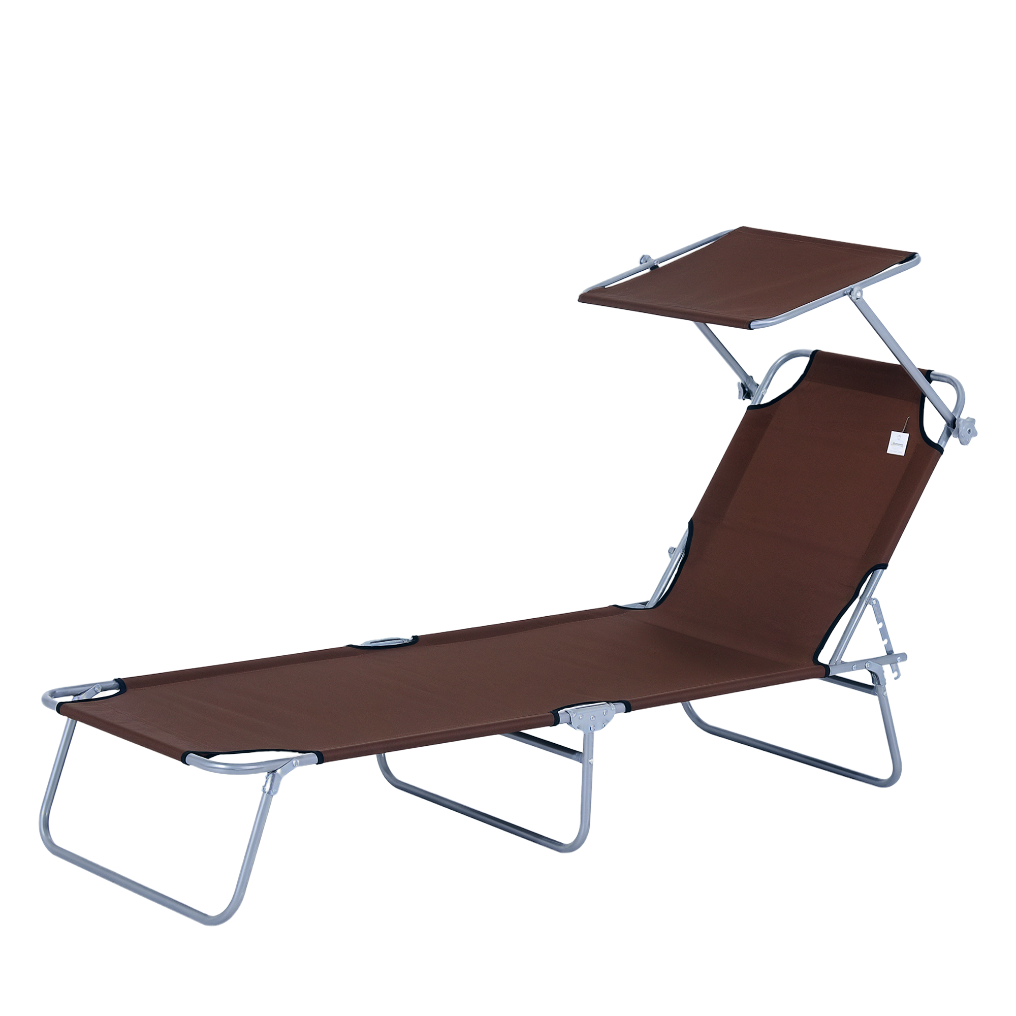 Klappbare Sonnenliege, Garten-sonnenliege Mit Sonnenschutz, Chaiselongue Mit 4-fach Verstellbarer Rückenlehne, Camping-sonnenliege, Tragfähigkeit Bis Zu 120 Kg, Geeignet Für Garten, Balkon Und Pool, 6