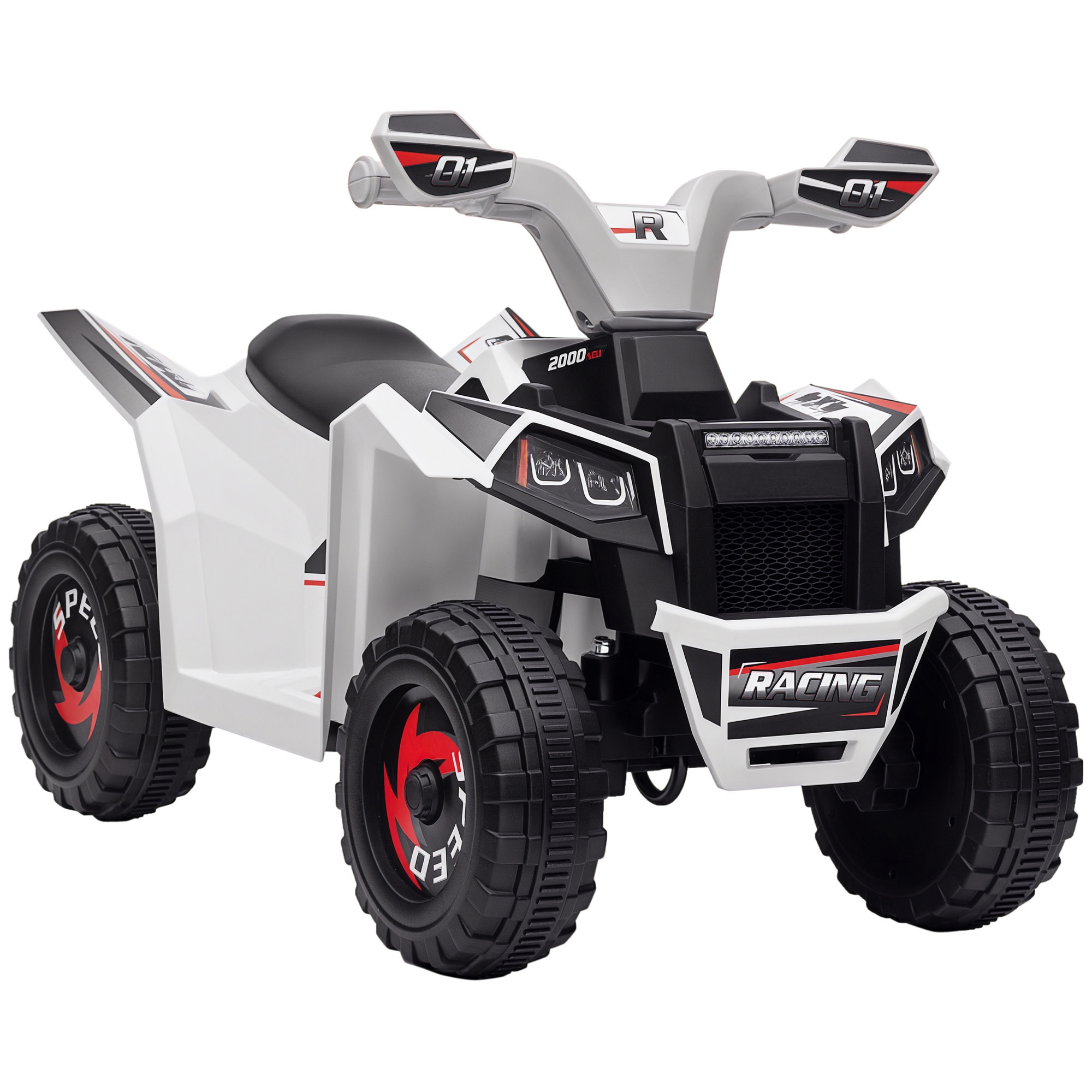 Elektrisches Quad Für Kinder, 2,5 Km/h, Vorwärts- Und Rückwärtsgang, Für Kinder Von 18 Bis 36 Monaten, Weiß