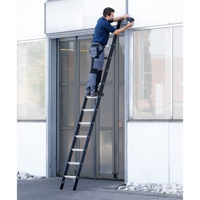 Anlegeleiter 6 Sprossen, Aluminium, L 1.800mm, B 380mm, AH 2.650mm