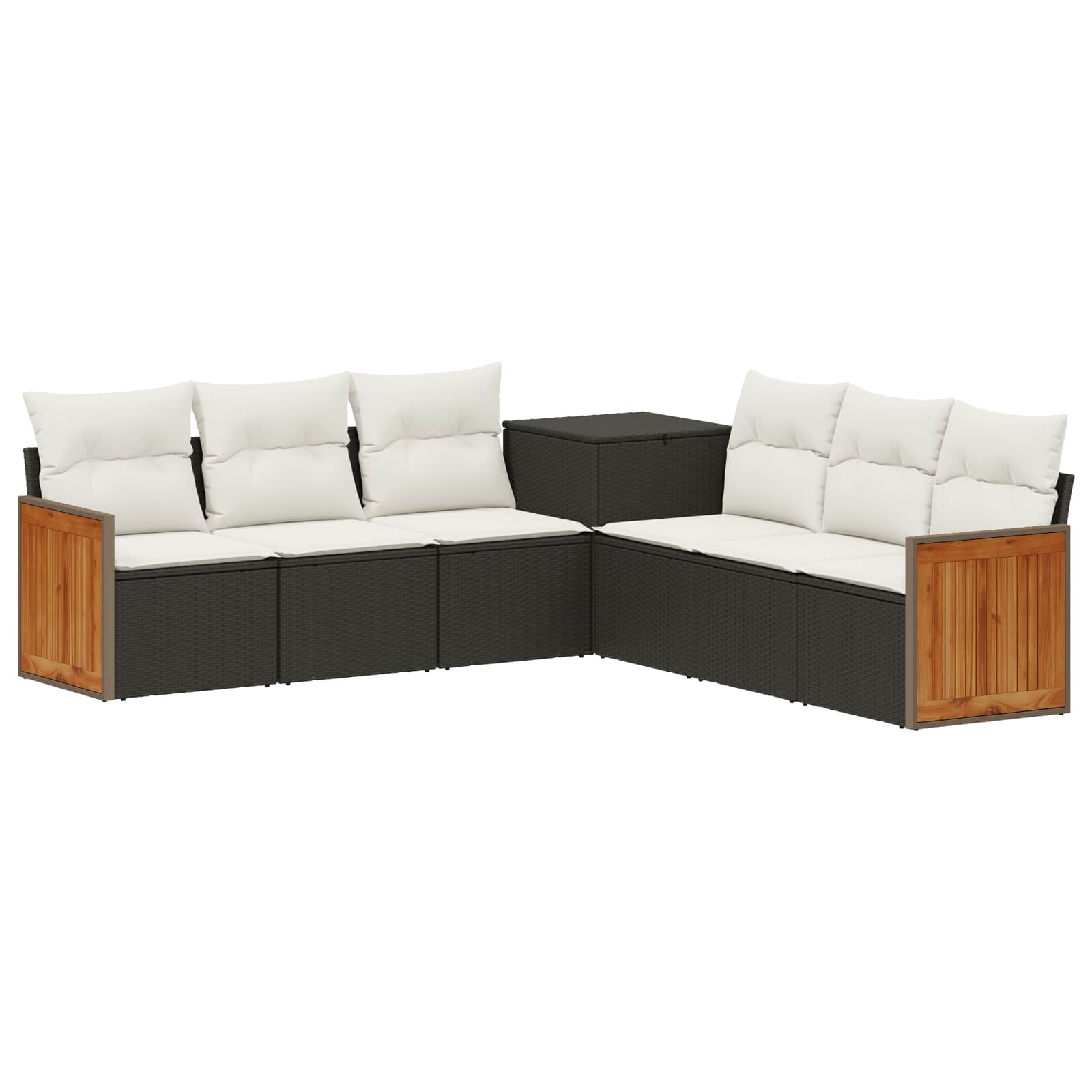 Vidaxl Sofa Set 7 Pcs Black And Cream White Poly Rattan And Steel