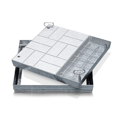Schachtabdeckung Stahl verzinkt, B 800 x T 600mm, Bauhöhe 90mm