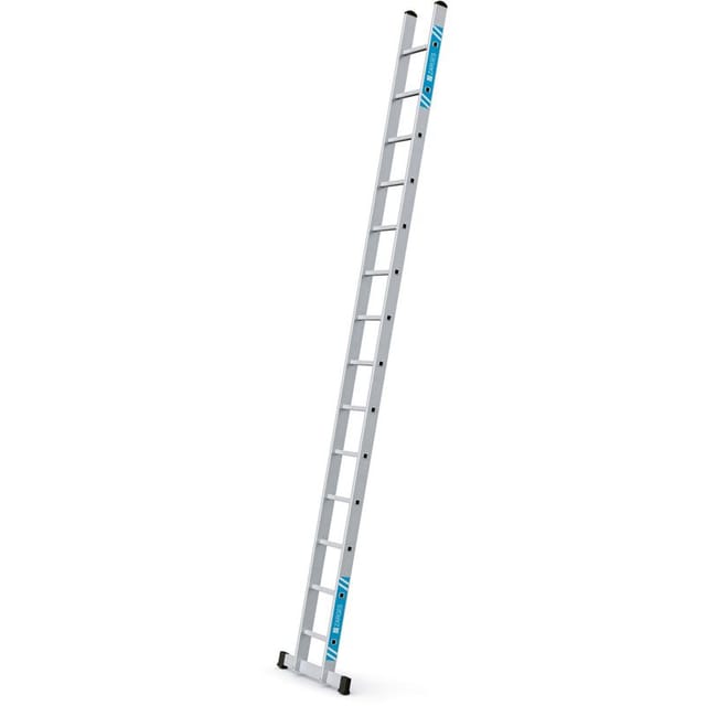 Anlegeleiter 14 Sprossen, Aluminium, L 4.170mm, B 350mm, AH 4.950mm