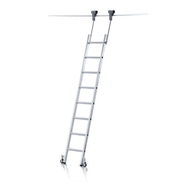 Regalleiter, 6 Stu., fahrbarer Leiterkopf, Einhängehöhe 1.890mm