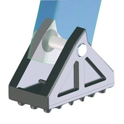 Schwenkfuß Auflagefl. 100x55mm Fuß Holm 45x25mm Gummiauflage, genoppt
