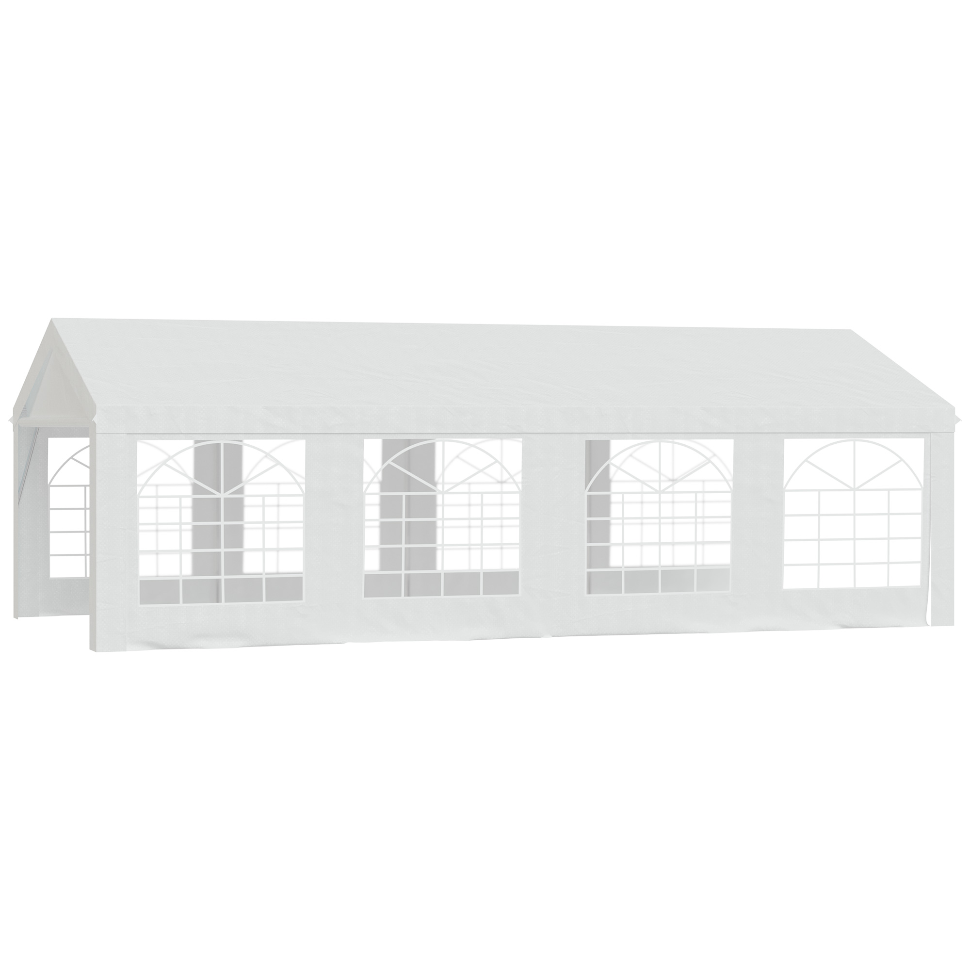Gartenpavillon, Partyzelt, 4x8m Festzelt, Gartenpavillon, Polyethylen, 8 Fenster Und Robuster, Verzinkter Stahl, Weiß