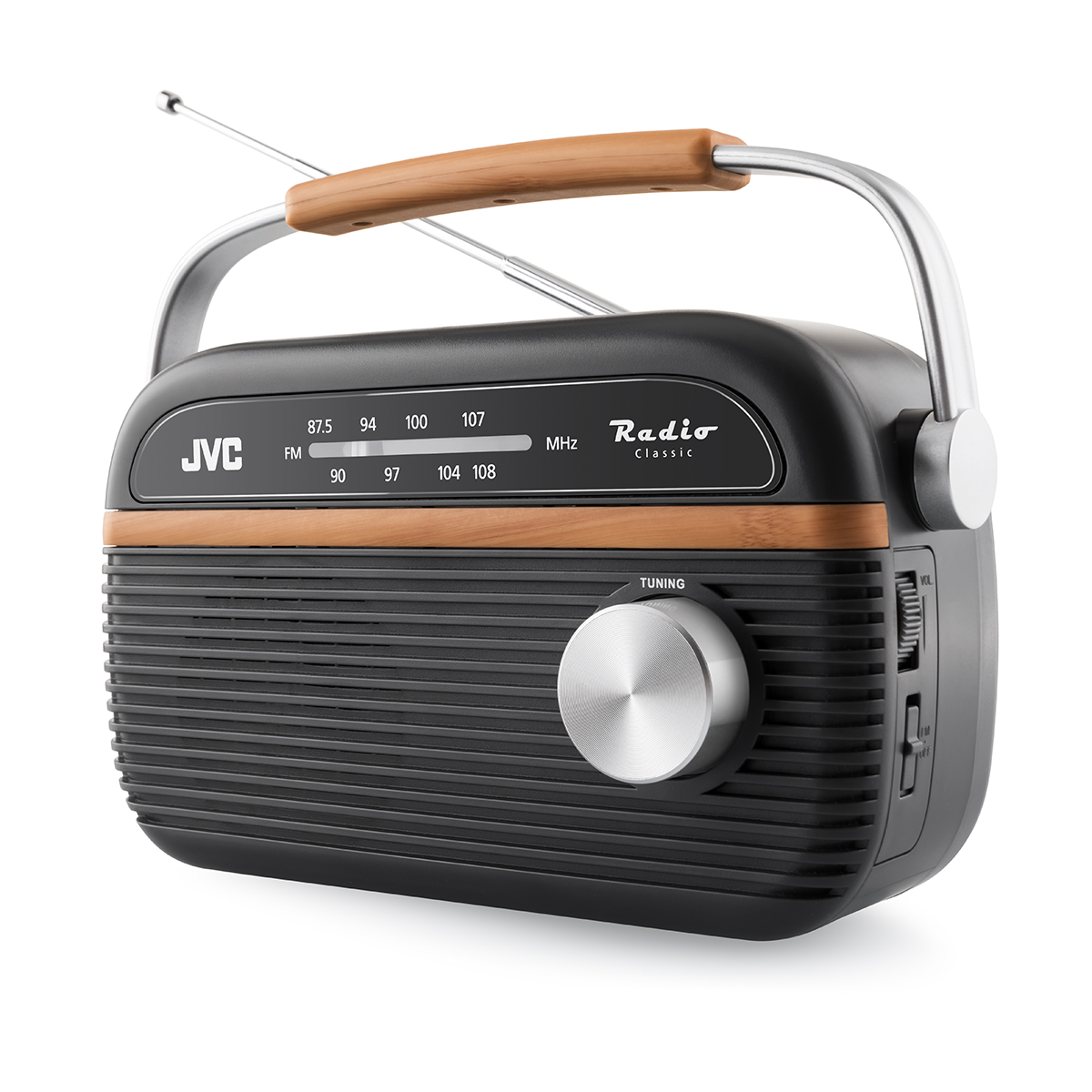 Jvc Ra-e215g Fm-2w-tragbares Radio, Netz-/batteriebetrieb, Grau