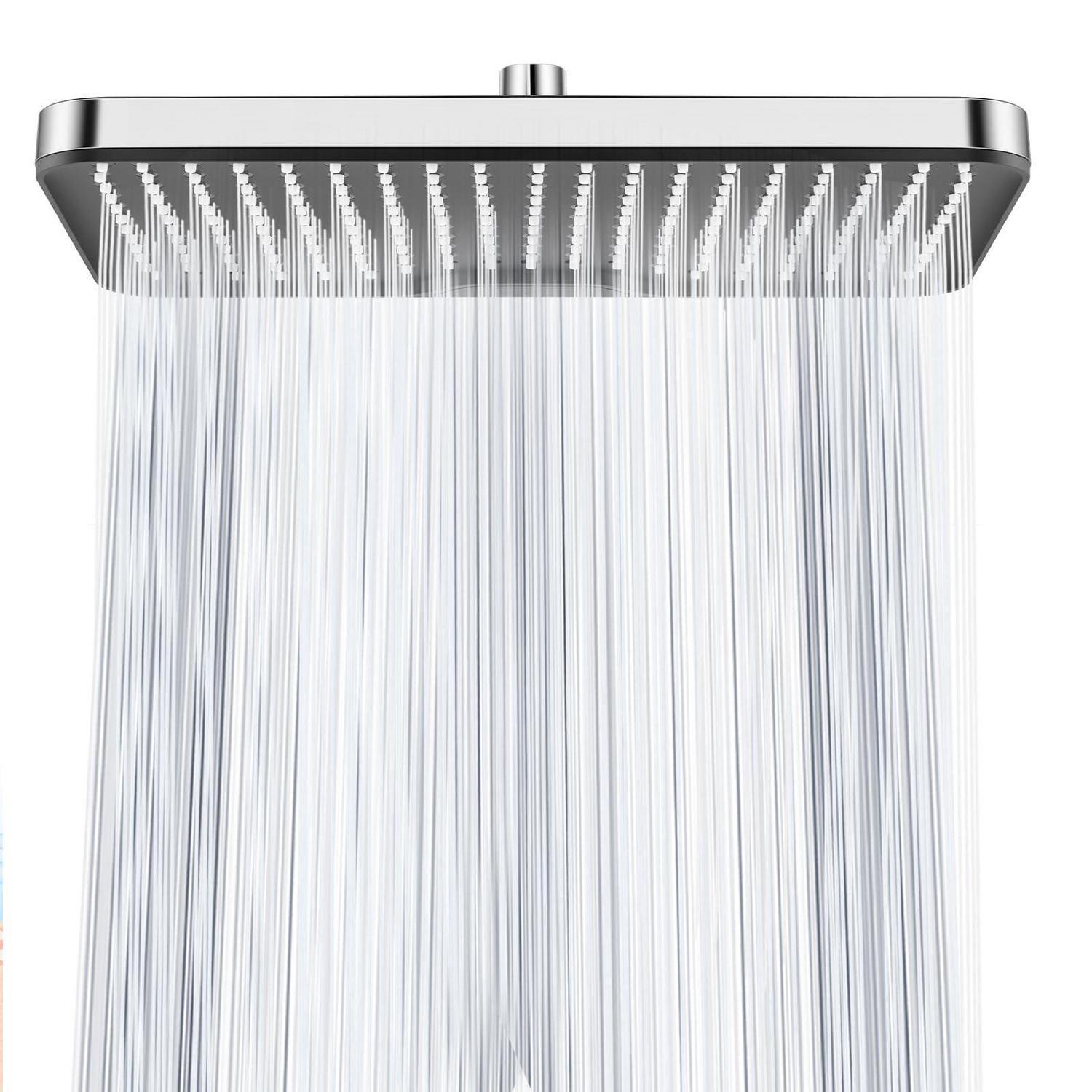 12 Zoll Duschkopf Regendusche Quadratisch, Anti-kalk, Wassersparend, Chrom/schwarz