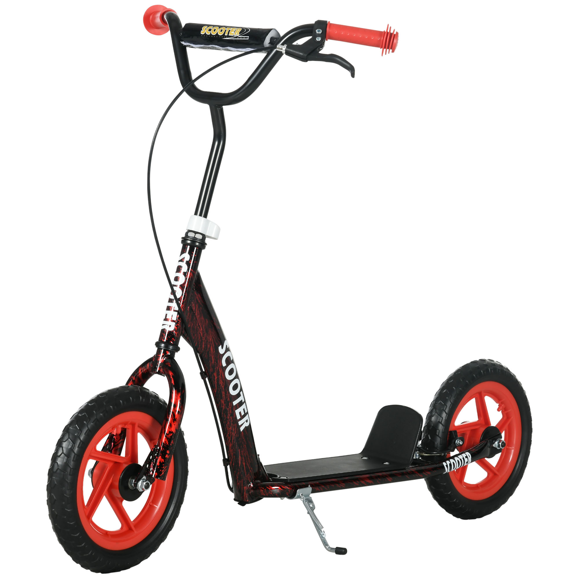 Kinderroller, Höhenverstellbarer Tretroller Für Kinder, Mit Bremse, Ständer, 2 Räder, 50 Kg Belastbarkeit, Stahl, Kunststoff, Rot