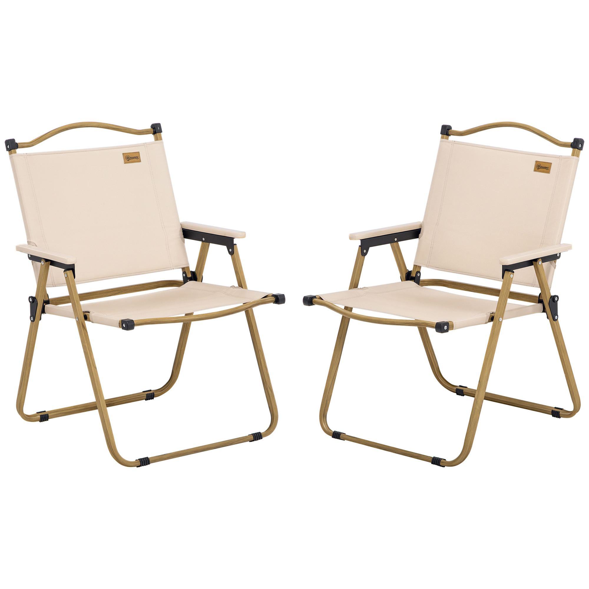 Set Aus 2 Klappbaren Gartenstühlen Mit Armlehnen, Camping- Und Strandstühlen Aus Oxford-gewebe Und Stahl, 54 X 59 X 78 Cm, Khaki