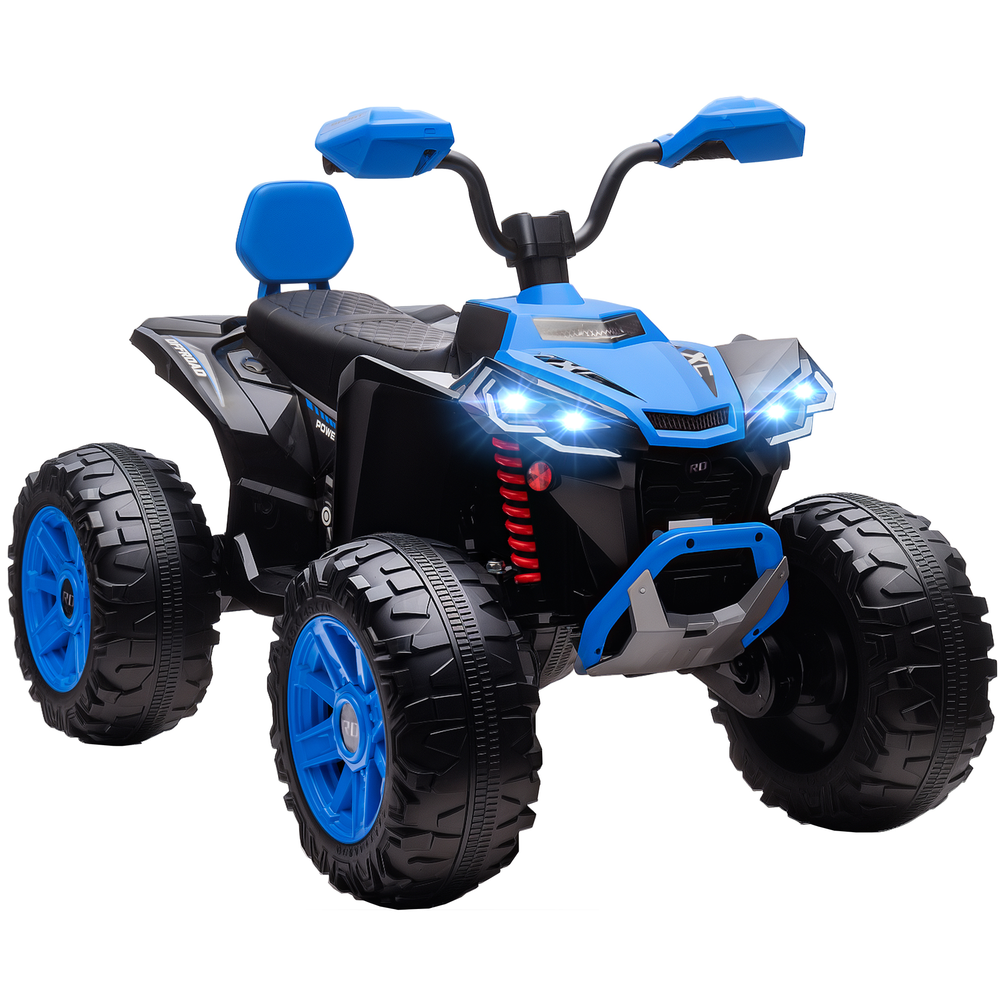 Elektrisches Quad Für Kinder Von 3 Bis 8 Jahren, 24 V, 2 Motoren, Geschwindigkeit Bis Zu 6,5 Km/h, Gefederte Räder, Blau