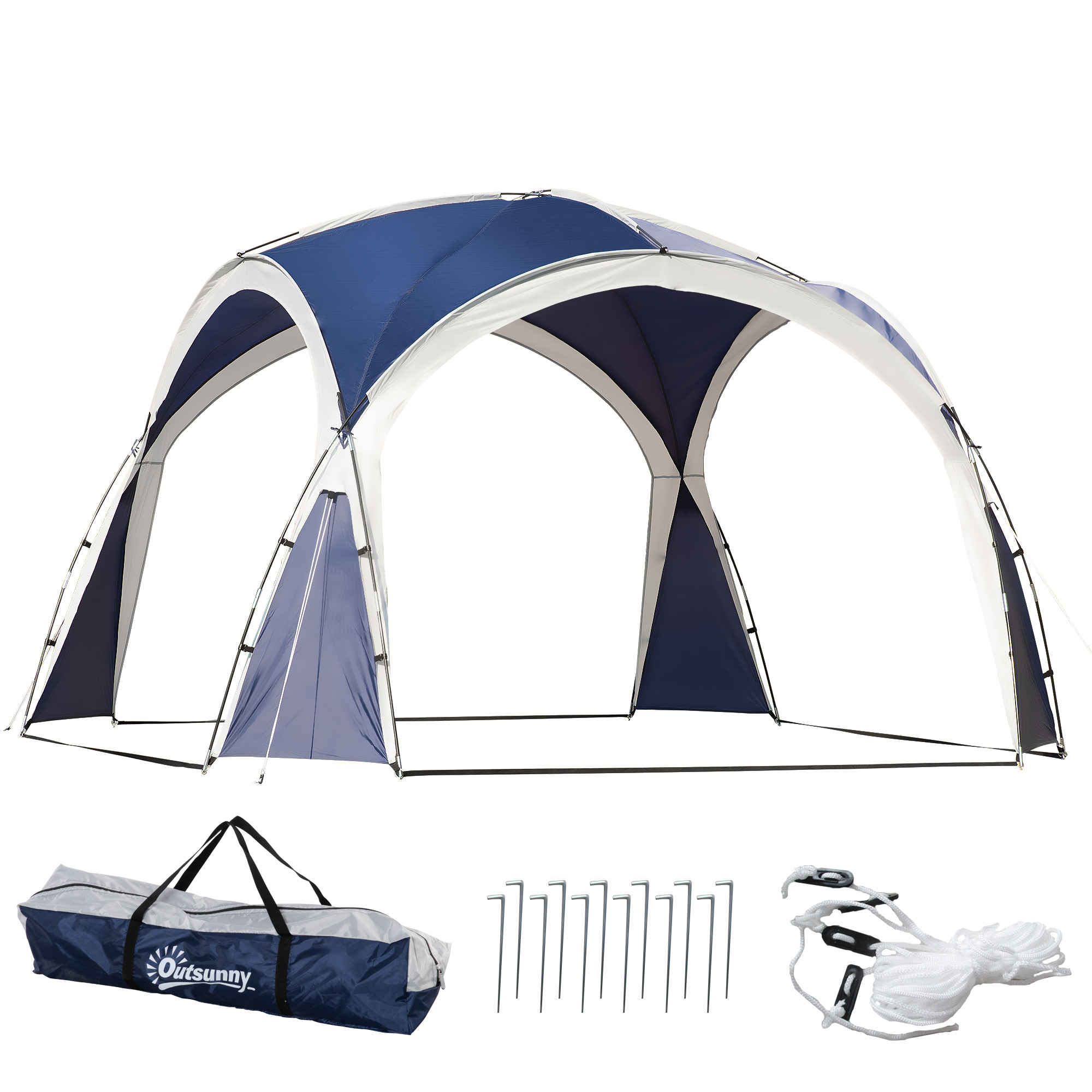 Faltbares Campingmarkisen (3,5 X 3,5 M) Mit Haken, Tragetasche, Wasserdicht Und Uv-beständig, Für Terrasse Oder Strand, Blau