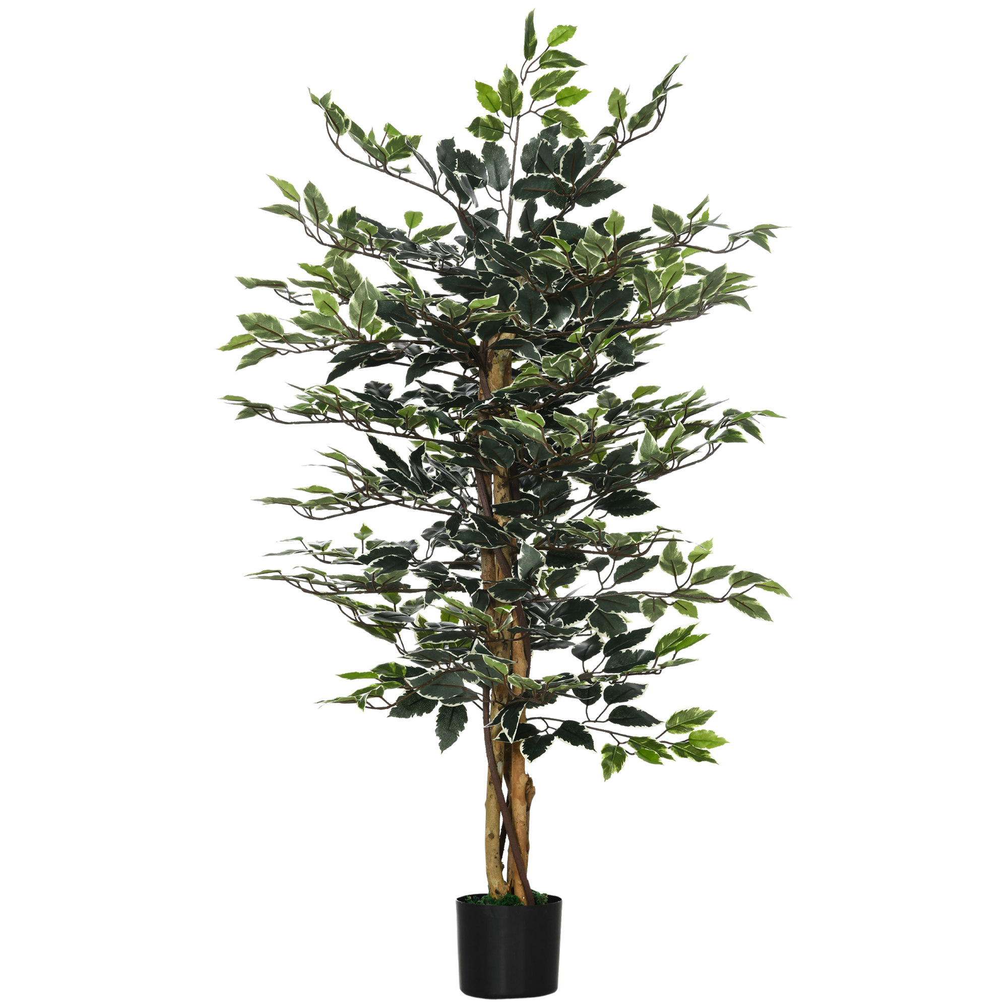 Künstlicher Feigenbaum, 130 Cm Hoch, Mit 702 Blättern Und 3 Stämmen, In Einem Ø15 X 12,5 Cm Topf, Geeignet Für Den Innen- Und Außenbereich