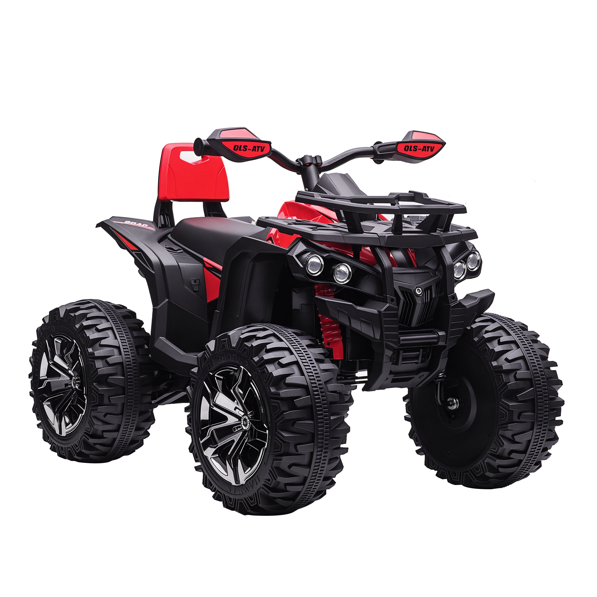 12-v-elektroquad Für Kinder Ab 3 Jahren, Mit 2 Motoren, Scheinwerfern, Musik, Gefederten Reifen, Vorwärts- Und Rückwärtsgang, Batteriebetriebenes Elektrofahrzeug, 100 X 65 X 73 Cm, Rot