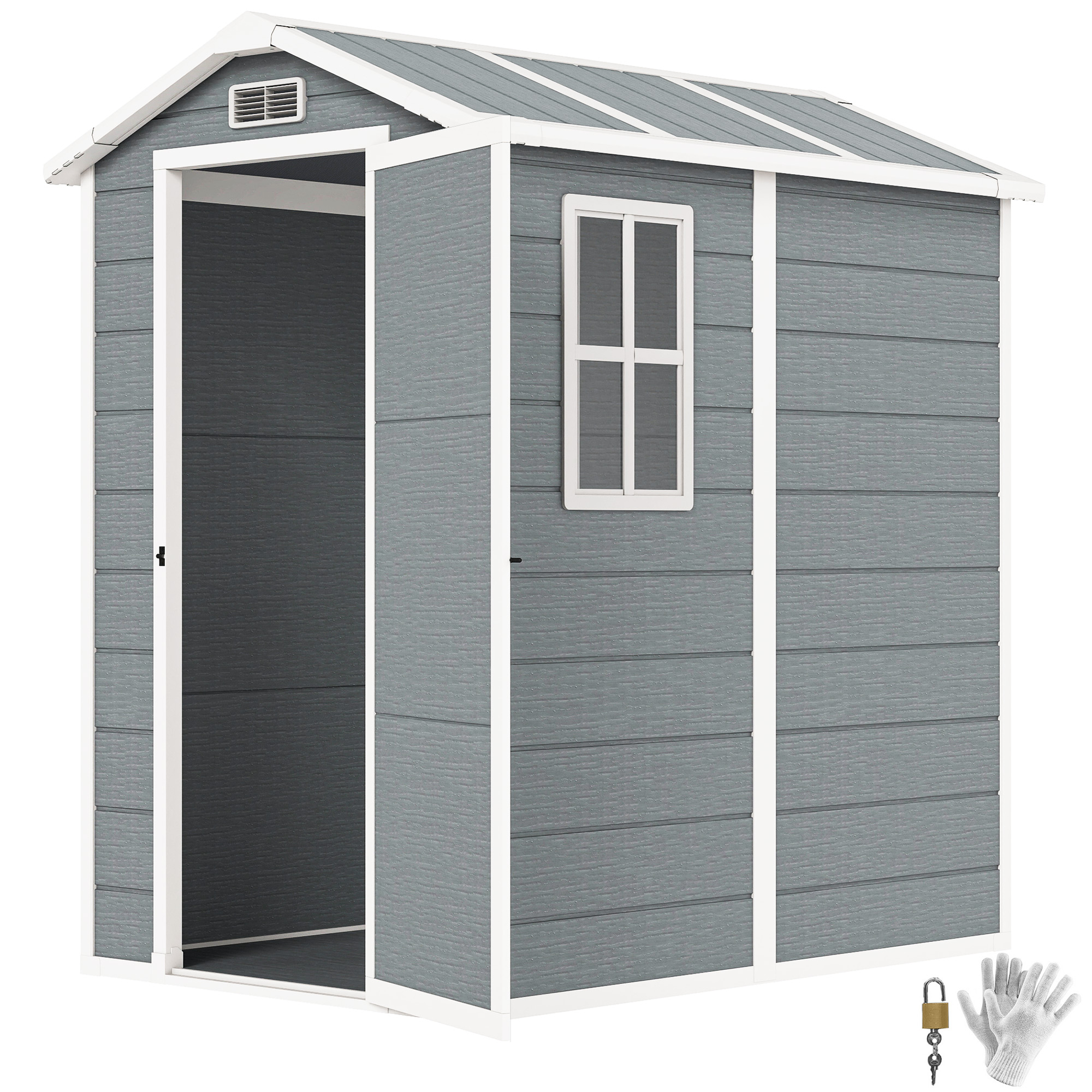 Gartenhaus 2,1 M² (131 X 186 X 198 Cm) Mit Boden, Fenster Und Abschließbarer Tür, Grau