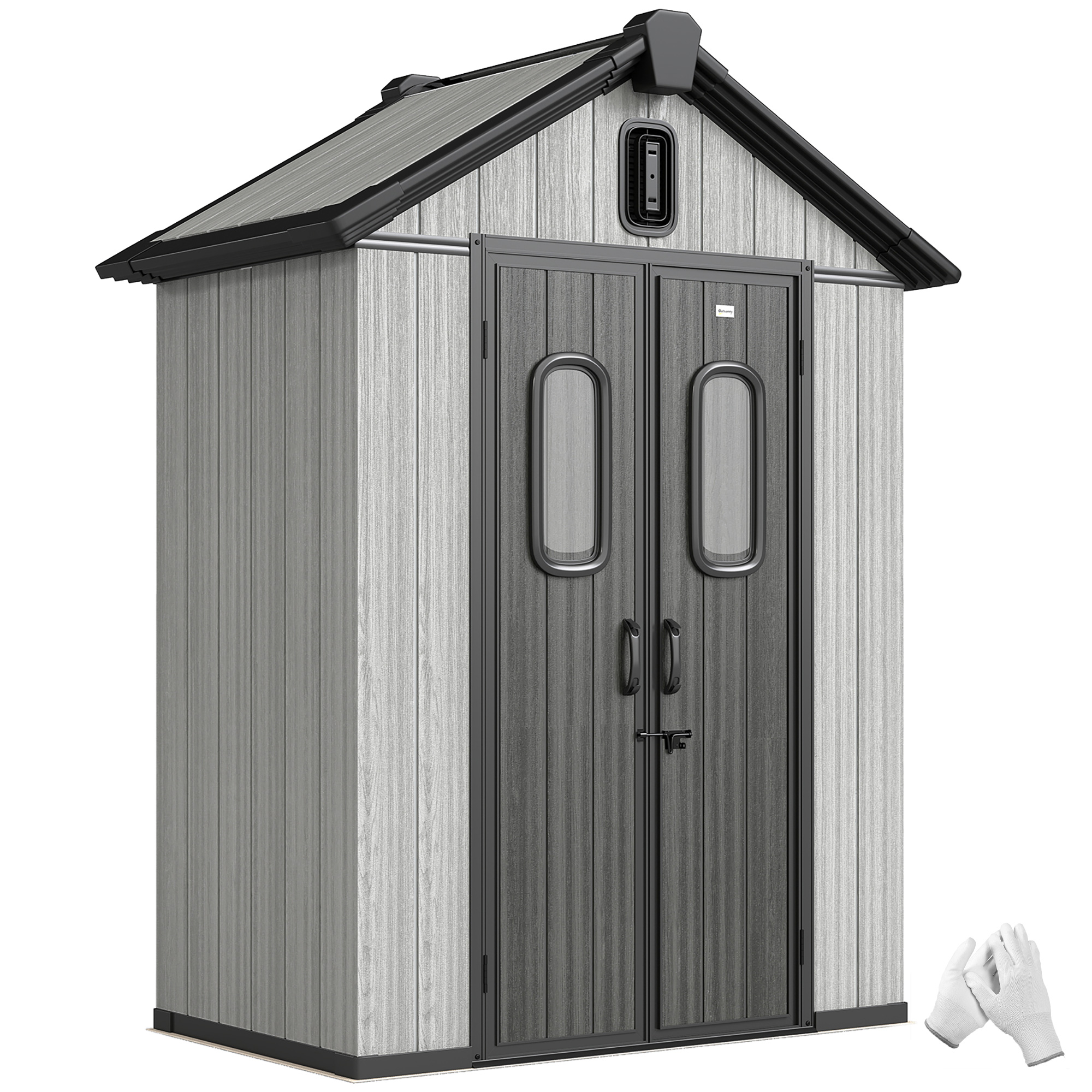 Gartenhaus 160 Cm (b) X 98 Cm (t) X 217 Cm (h), Kunststoff, Doppelt Abschließbare Tür, Grau
