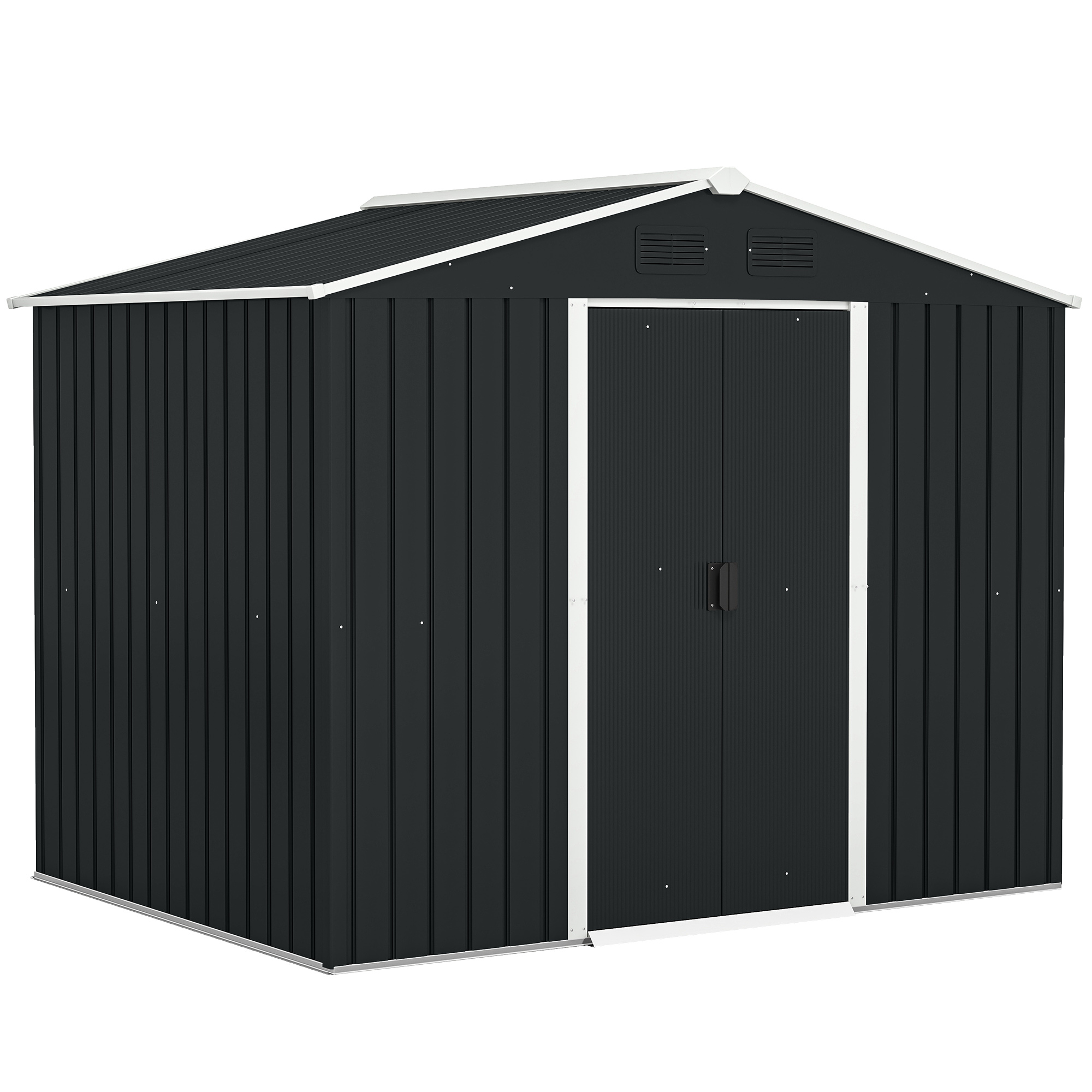 3,6 M² (236 X 174 X 190 Cm) Gartenhaus Mit Schiebetüren Und 4 Fenstern, Grau.