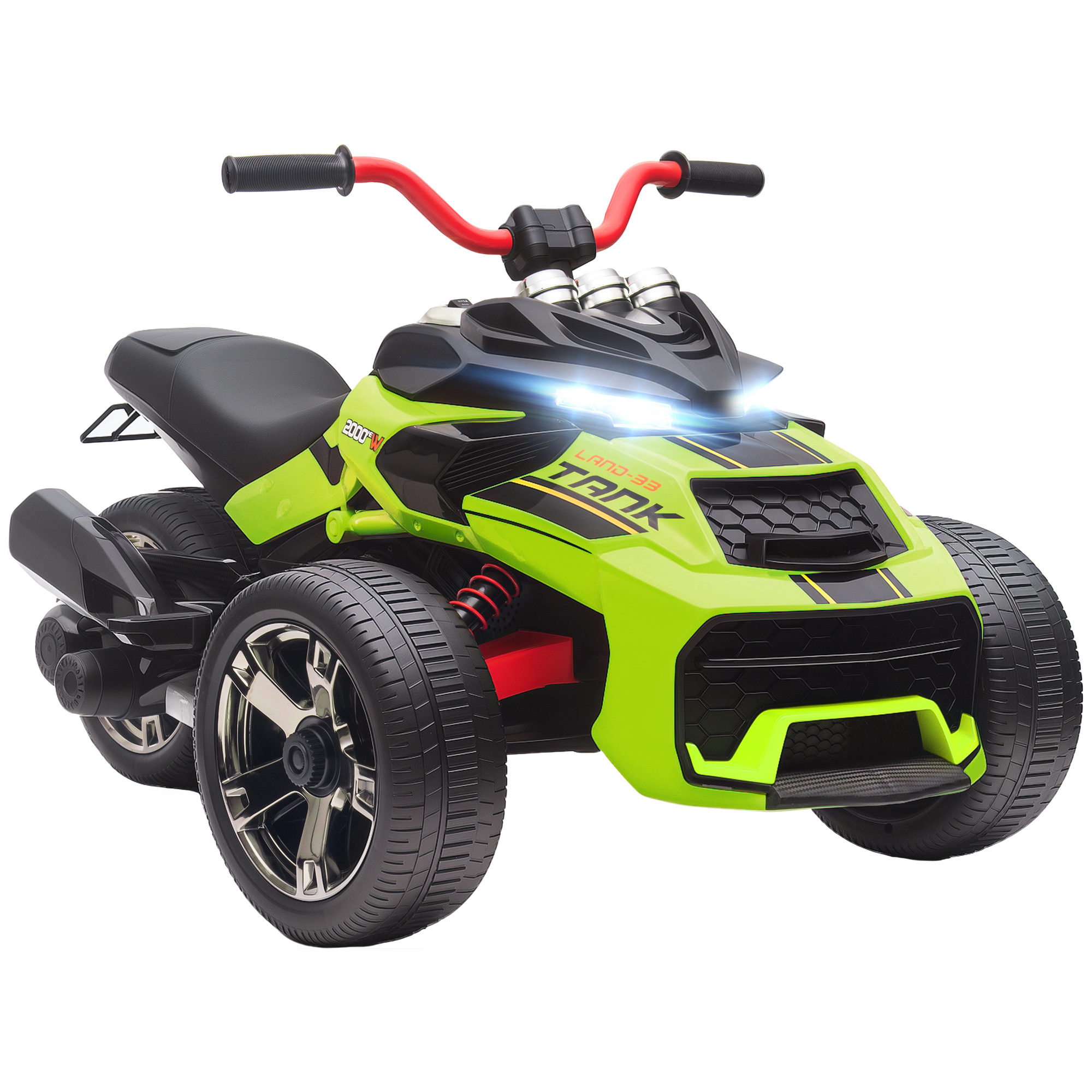 12-v-elektroquad Für Kinder, 2 Motoren, Geschwindigkeit Bis Zu 5 Km/h, 3 Räder, Federung, Grün