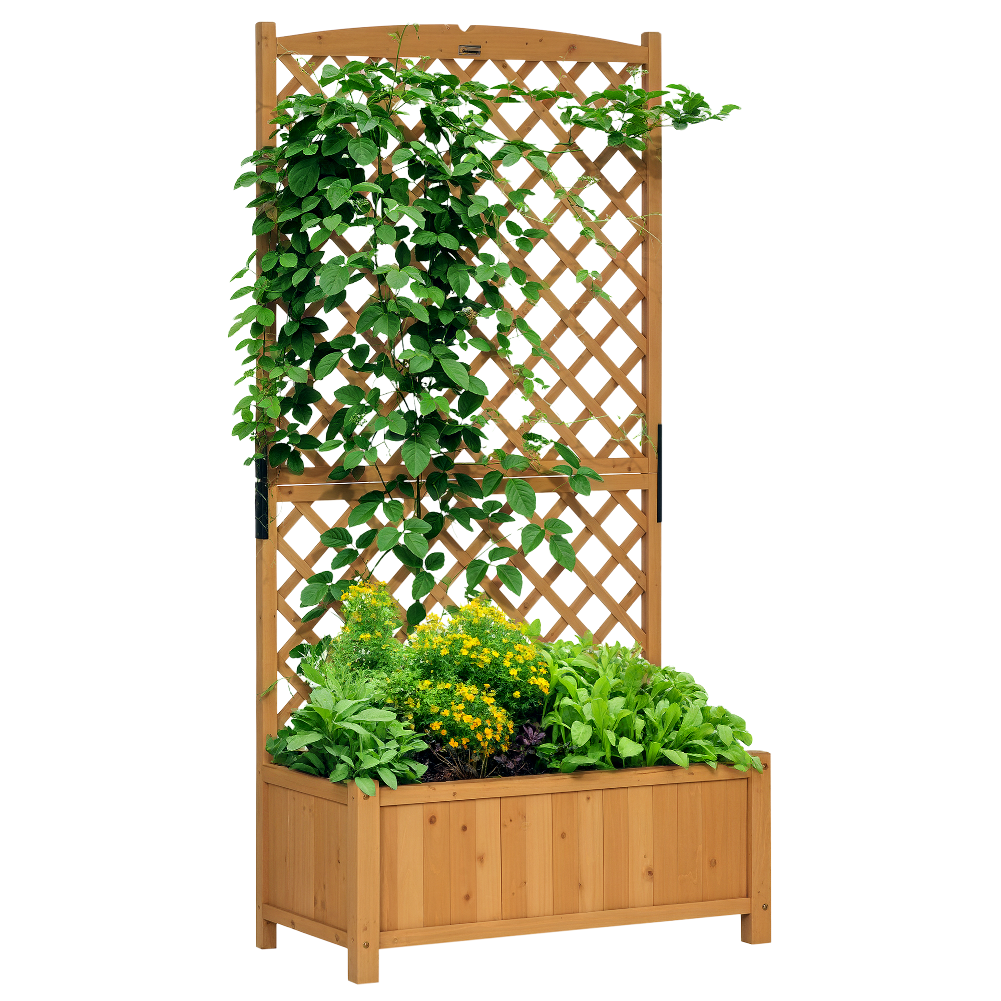 Pflanzkasten Aus Holz Mit Rankgitter Für Kletterpflanzen, Terrassenpflanzkasten, 90 X 45 X 180 Cm, Naturholz