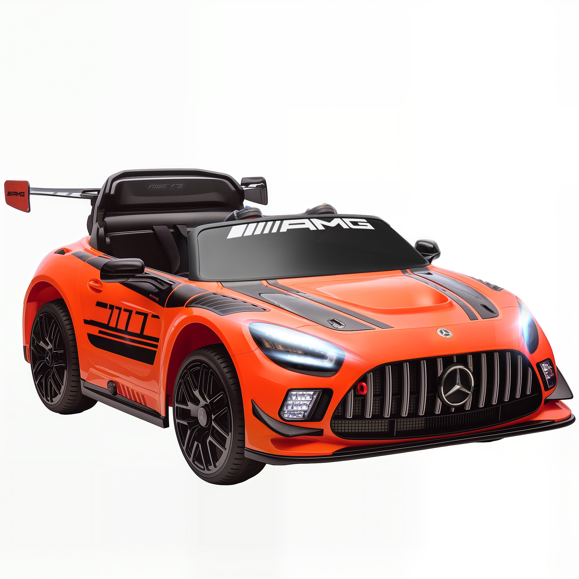 Mercedes-amg Gt3 Evo Elektro-kinderauto Mit Fernbedienung, Zwei Motoren, Wheelies, Schiebegriff Und Musik – Orange