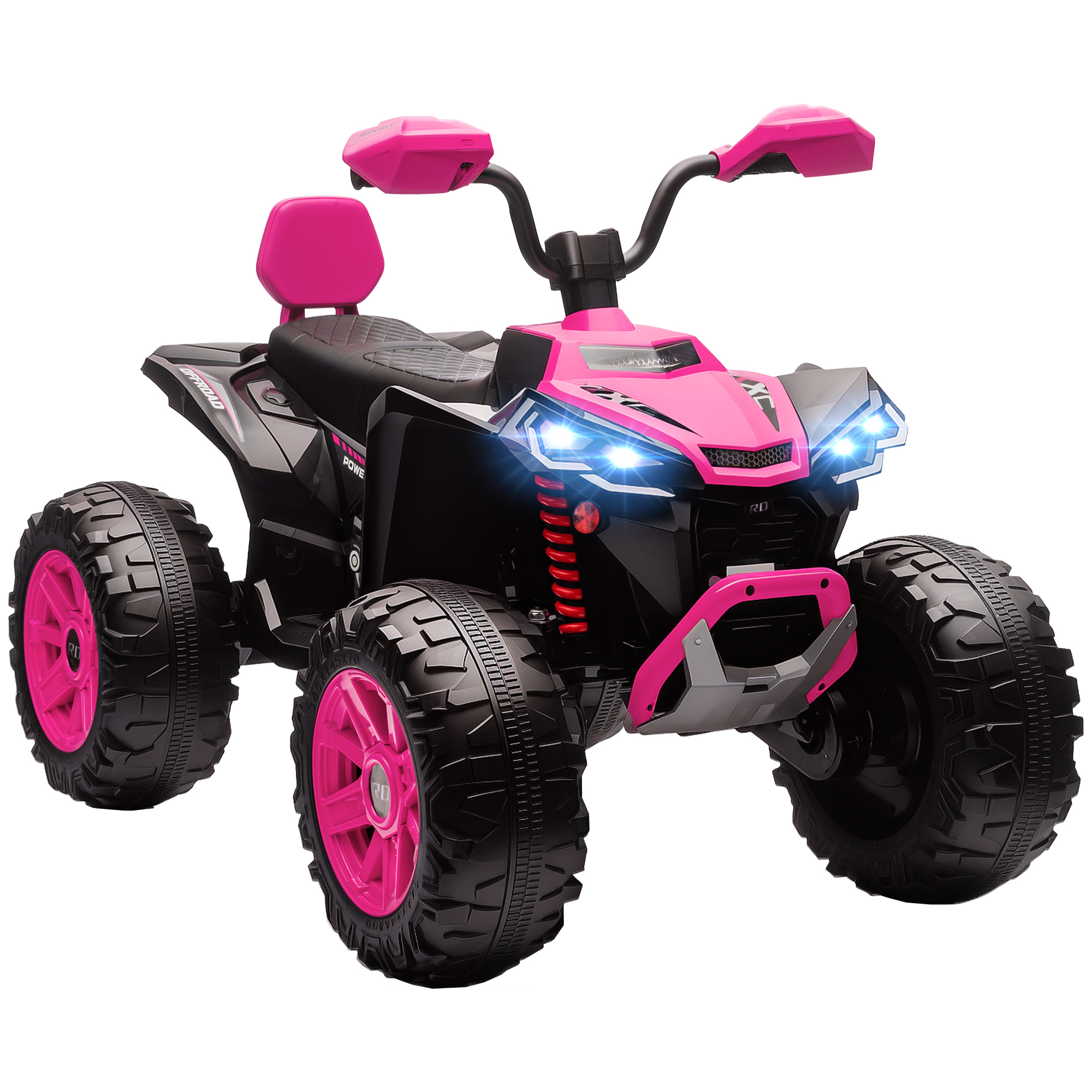 Elektrisches Quad Für Kinder Von 3 Bis 8 Jahren, 24 V, 2 Motoren, Geschwindigkeit Bis Zu 6,5 Km/h, Gefederte Räder, Pink
