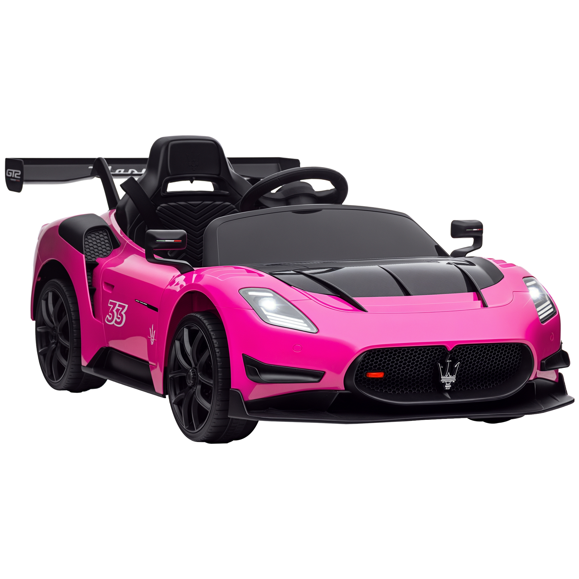 Elektrisches Kinderauto Für Kinder Ab 3 Jahren, Maserati Gt2, Mit Fernbedienung, Led-scheinwerfern, Hupe, Musik, Kleinen Rädern, Pink
