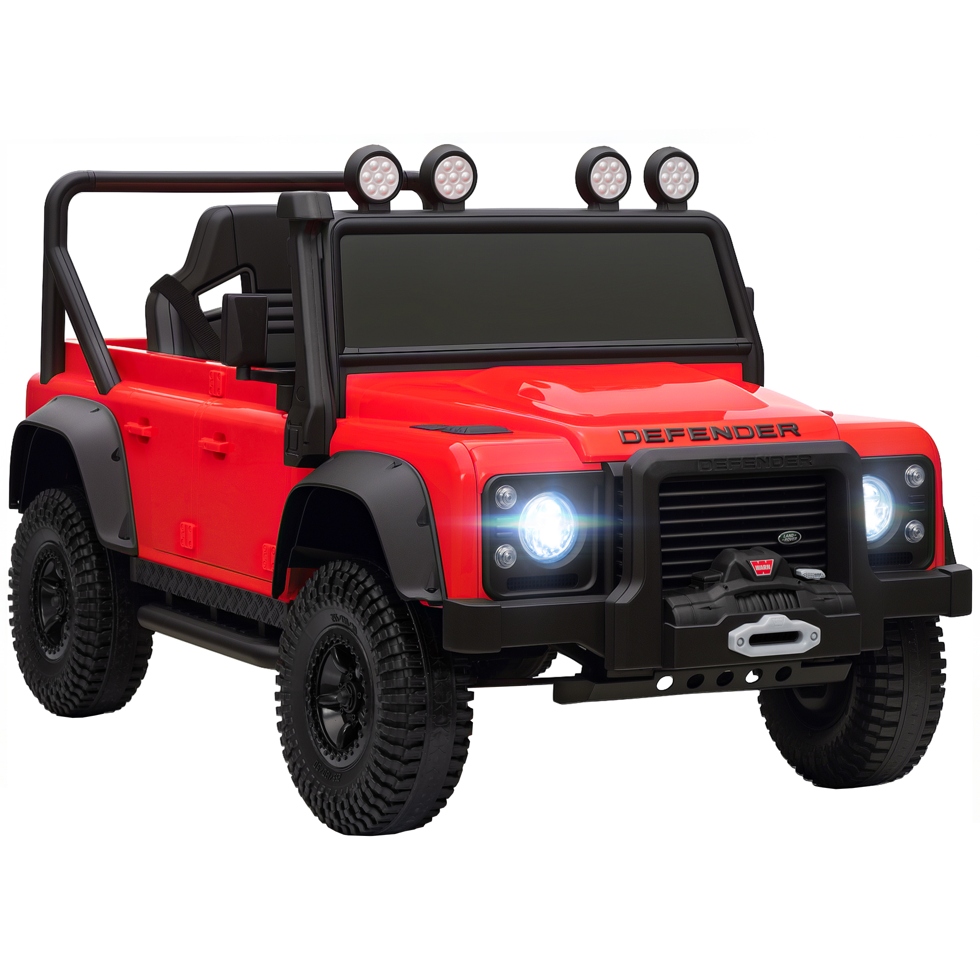 Lizenziertes Land Rover Elektro-kinderauto, 12-v-fernbedienung, Federung, Usb-anschluss, Mp3-player, Scheinwerfer, Rot