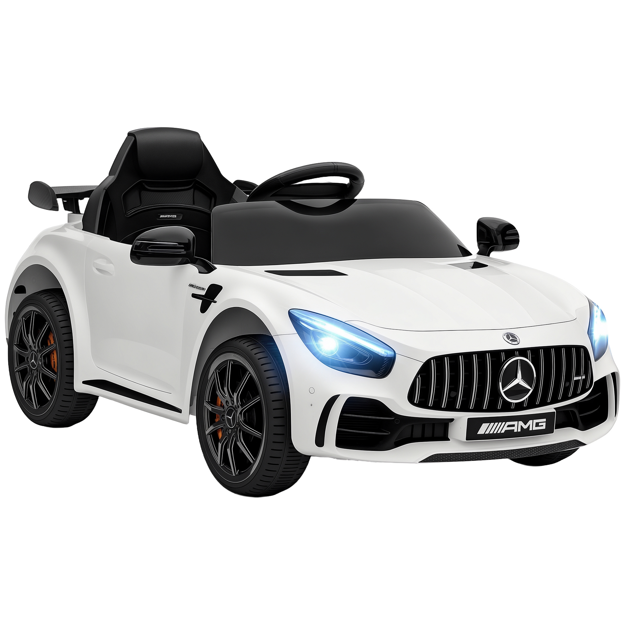 Mercedes-benz Amg Gtr Elektro-kinderauto Für Kinder Ab 3 Jahren, Mit 12-v-akku, Fernbedienung, Scheinwerfern, Hupe Und Musik – Weiß