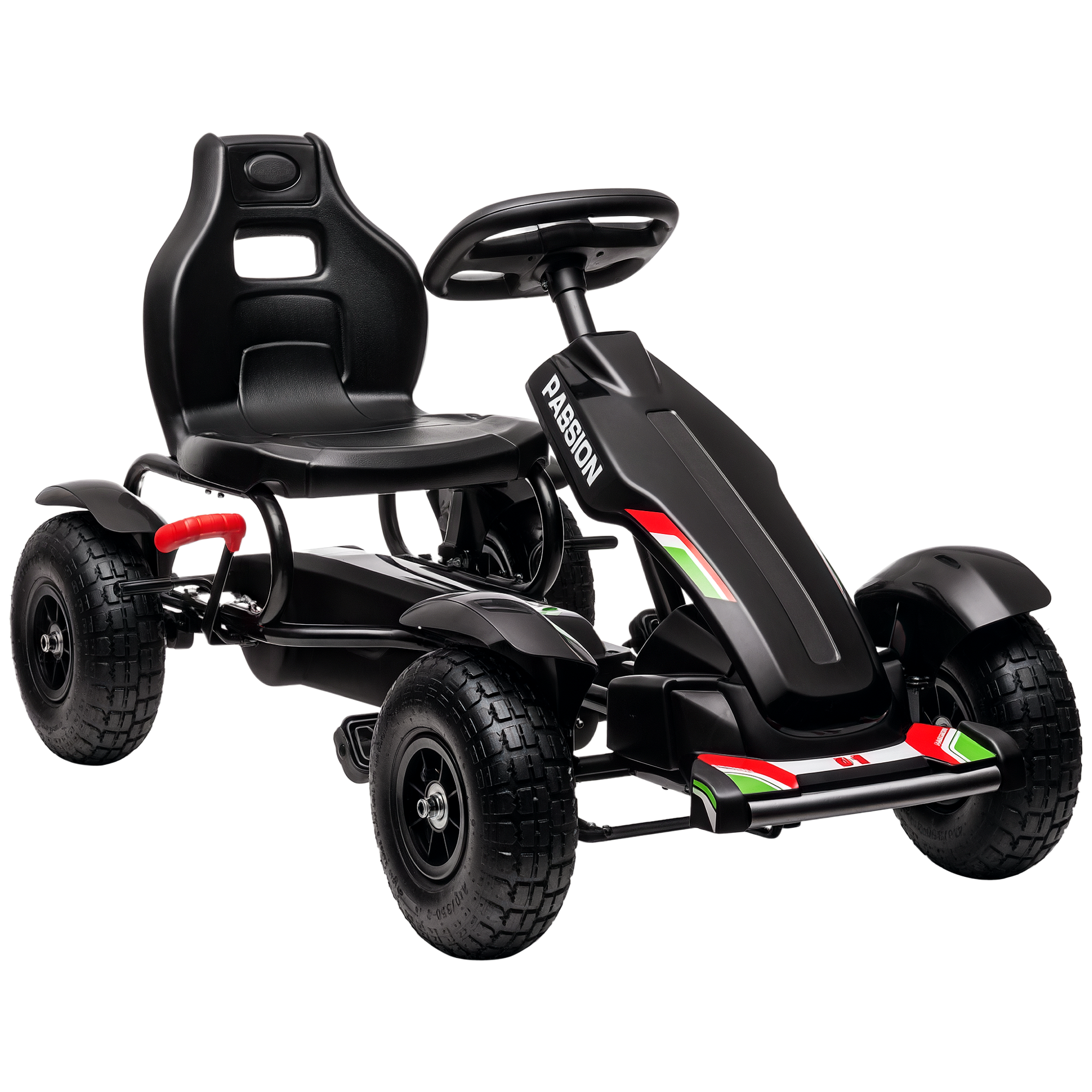 Pedal-gokart Für Kinder Von 5 Bis 12 Jahren, Aus Pp Und Schwarzem Metall, Mit Verstellbarem Sitz Und Handbremse, 121 X 58 X 61 Cm