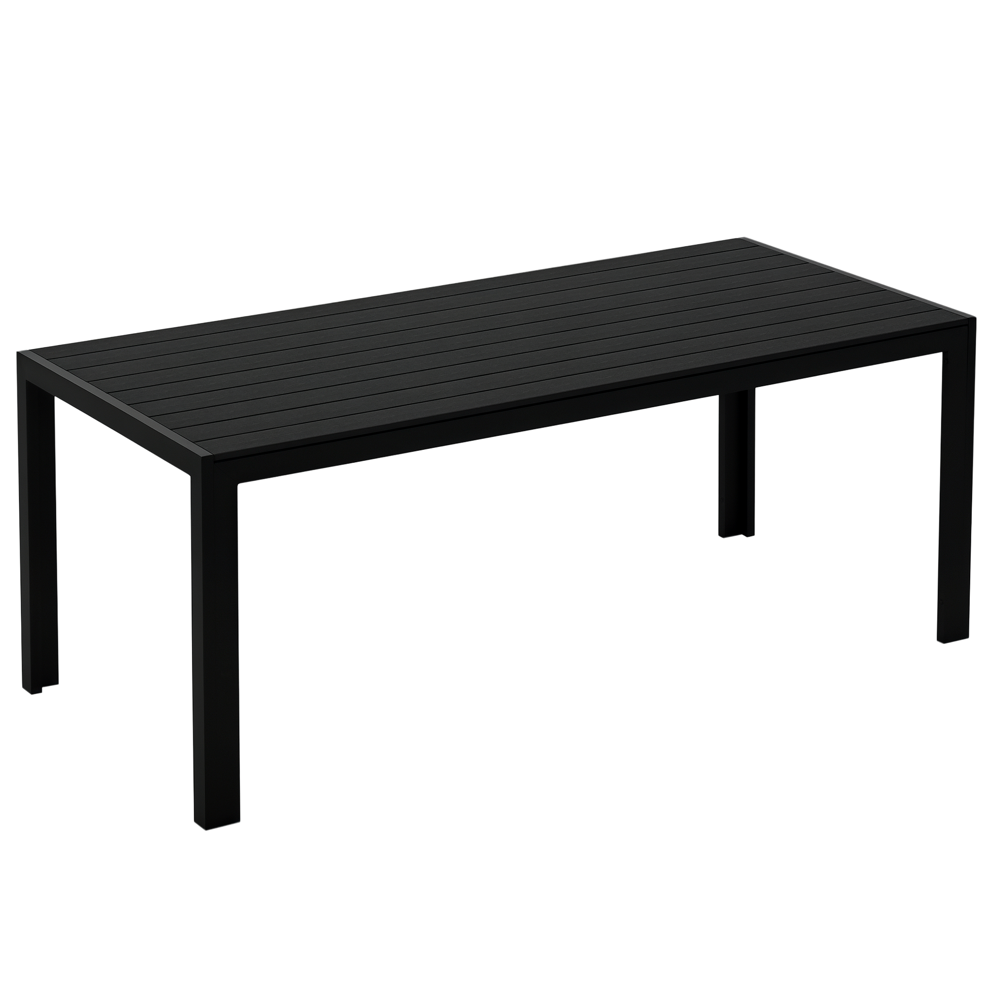 Gartentisch Aus Kunststoff, 190 X 84,5 X 72 Cm, Wetterfest, Holzoptik, Holzstruktur, Rutschfest, Geeignet Als Buffet-tisch, Esstisch Für Garten Oder Balkon, Schwarz.