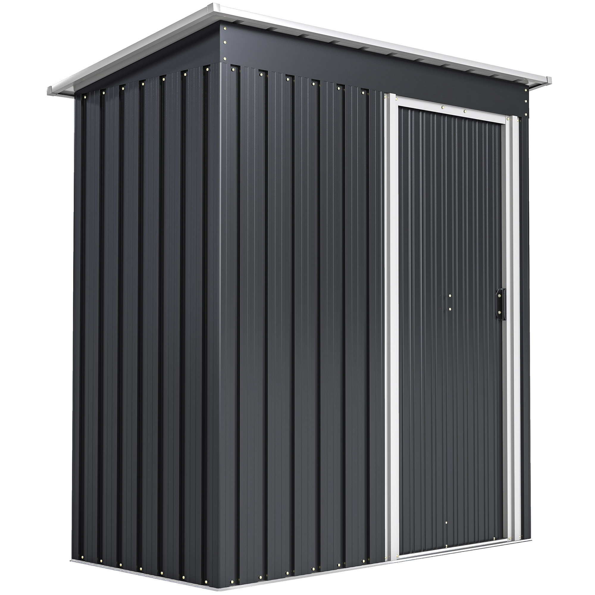 1,16 M² Gartenhaus Aus Verzinktem Stahl, 163 X 89 X 182 Cm, Schwarz