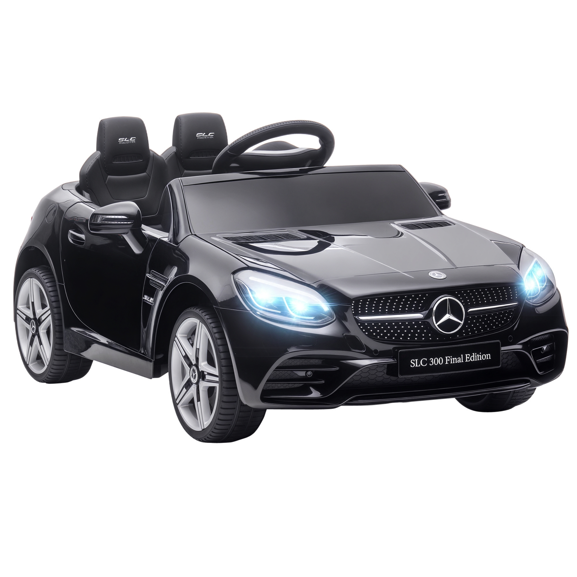 Elektrisches Kinderauto Für Kinder Ab 3 Jahren, Mercedes Slc 300 Mit 12-v-akku, Fernbedienung, Led-scheinwerfern, Hupe Und Musik – Schwarz