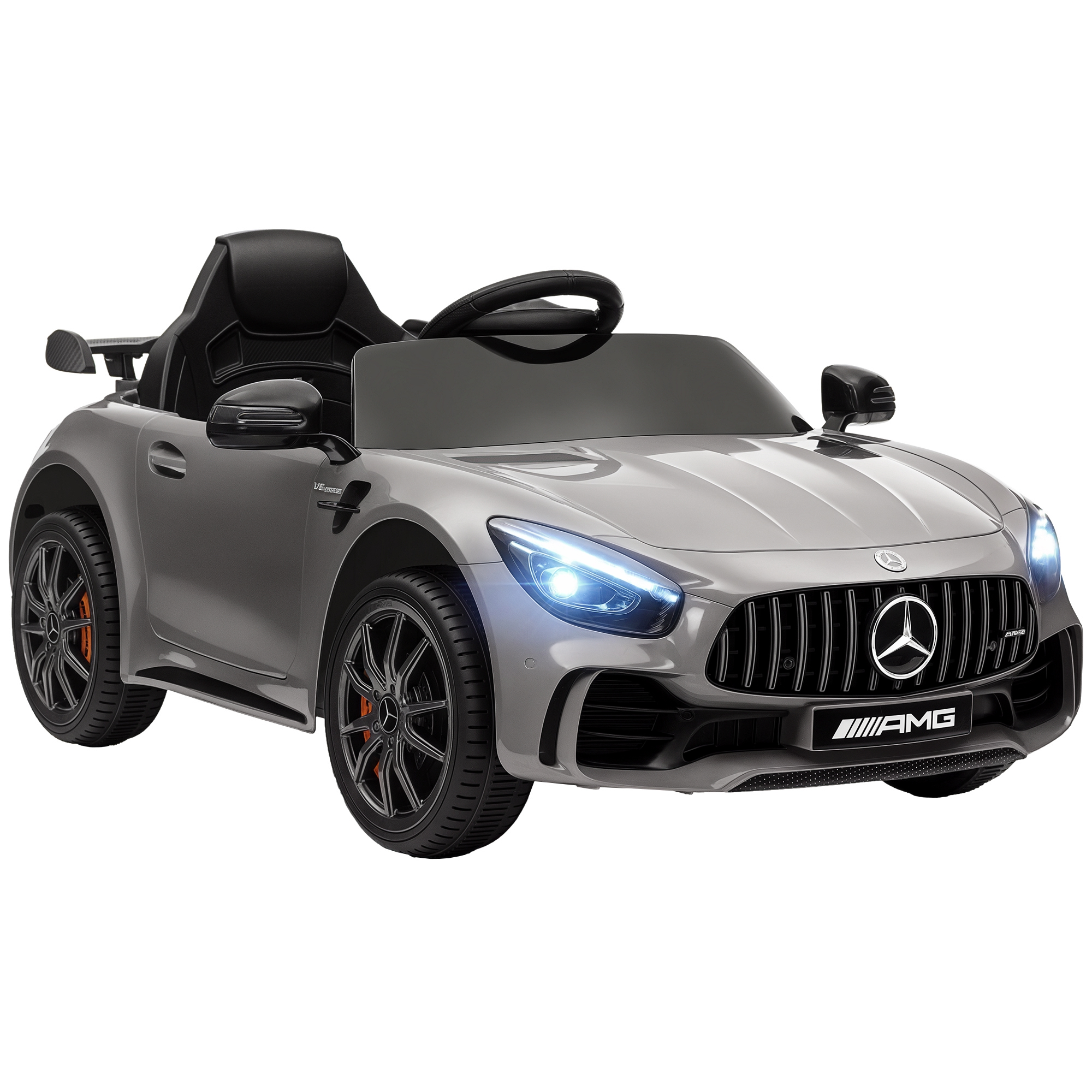 Elektrisches Kinderauto Für Kinder Ab 3 Jahren, Mercedes-benz Amg Gtr Mit 12-v-akku, Fernbedienung, Scheinwerfern, Hupe, Musik, Silber