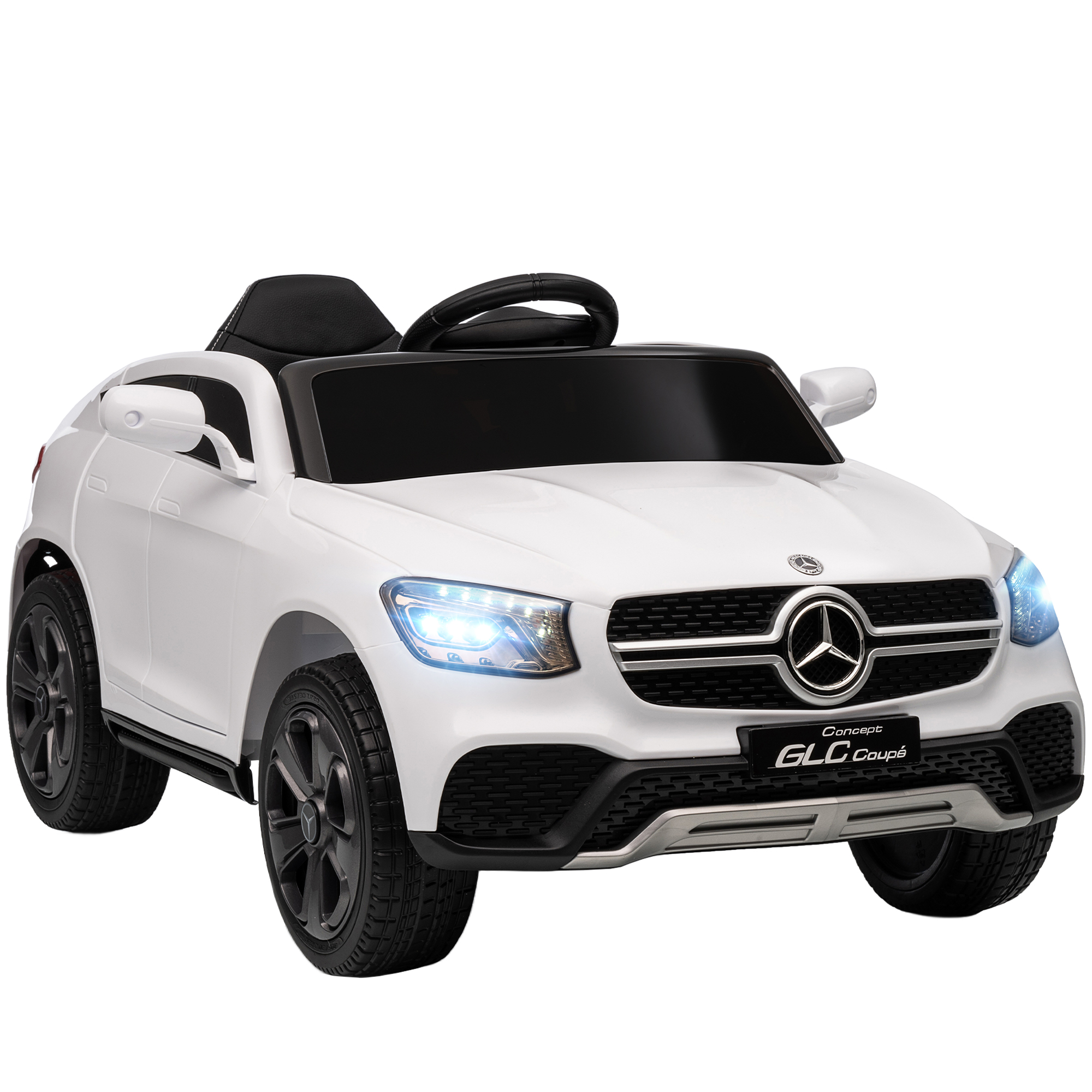 Mercedes-benz Glc Coupé 12v Elektro-kinderauto Mit Fernbedienung, Zwei 2,4-ghz-motoren Und Mp3-player (weiß)