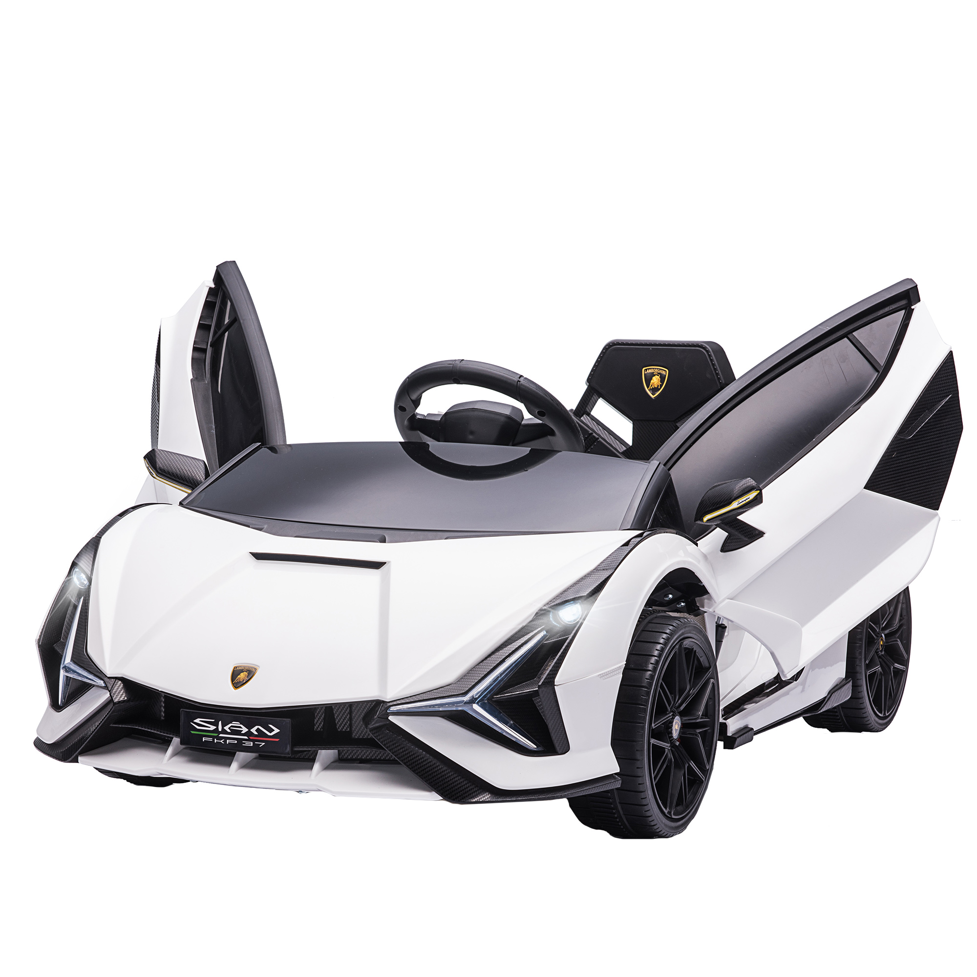 Lamborghini Sian 12v Elektroauto Für Kinder Ab 3 Jahren, Mit Fernbedienung, Mp3-player, Usb-anschluss, Abmessungen: 108 X 62 X 40 Cm, Weiß.
