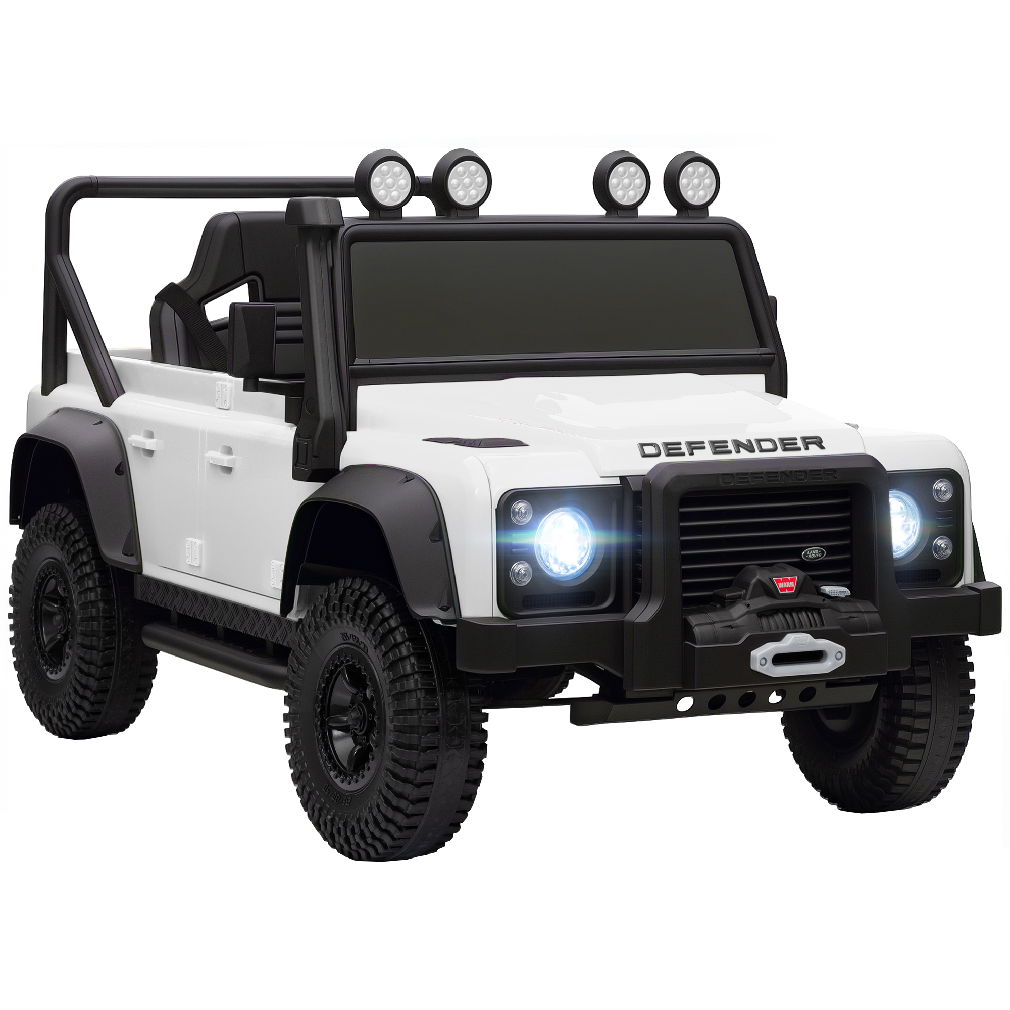 Lizenziertes Land Rover Elektro-kinderauto, 12-v-fernbedienung, Federung, Usb-anschluss, Mp3-player, Scheinwerfer, Weiß