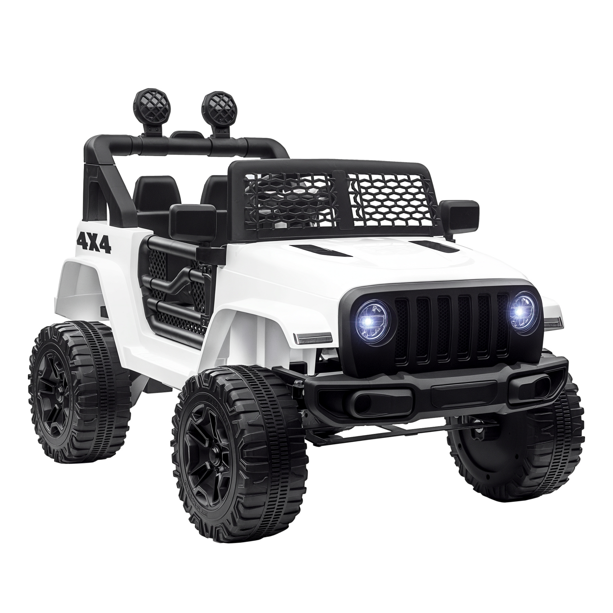 Elektrisches Kinderauto Für Kinder Ab 3 Jahren, 12-v-geländefahrzeug Mit Fernbedienung, 100 X 65 X 72 Cm, Weiß
