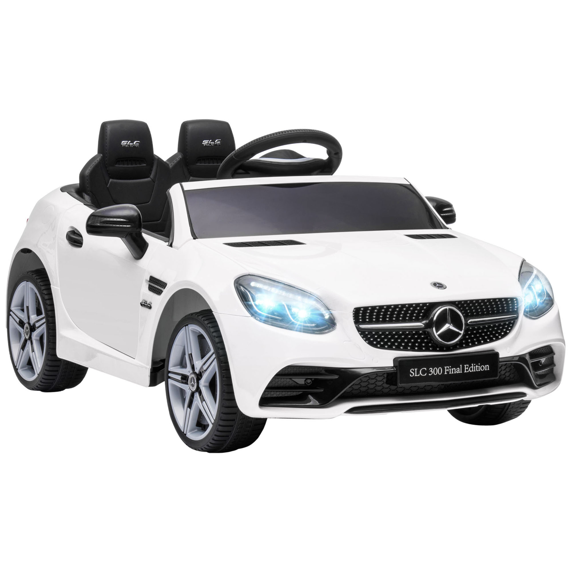Mercedes Slc 300 12v Elektro-kinderauto Für Kinder Von 3–6 Jahren Mit Fernbedienung, Led-scheinwerfern Und Hupe, 107 X 62,5 X 44 Cm, Weiß