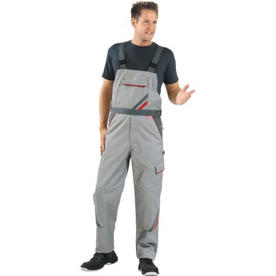 Latzhose 2331 zink/schiefer/rot, Größe 110