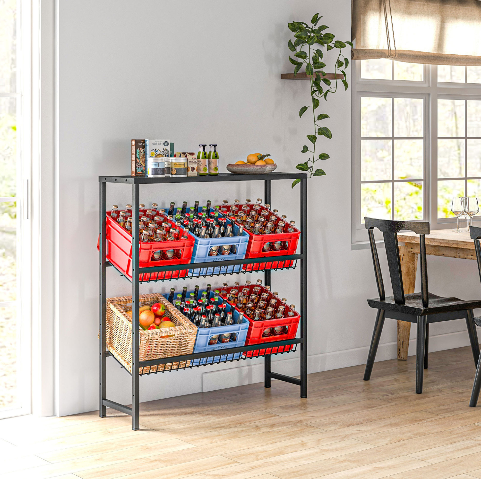 Meubliv Kistenregal 103 X 33 X 113,5 Cm Schwarz – 3 Ebenen, Freistehend