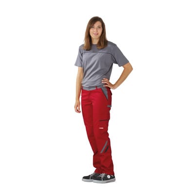 Damen Bundhose rot/schiefer/schwarz, Größe 54