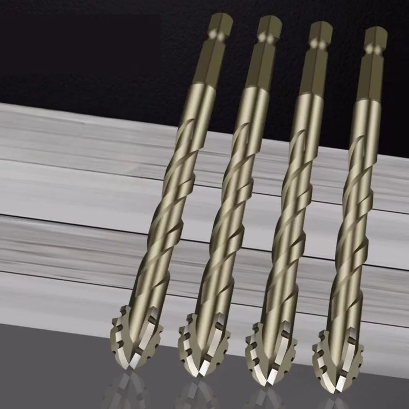Satz Hartmetall-exzenterbohrer Mit Sechskantschaft Für Keramikfliesen, Gusseisen, Marmor, Beton, Trockenbohrwerkzeuge, 6+8+10+12 Mm